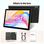 Neueste globale Version Android 15 Tablet, 10-Zoll-Tablet, Quad-Core-Prozessor, 1280*800 Auflösung, 12 (3+9) GB RAM, 64 GB Speicher