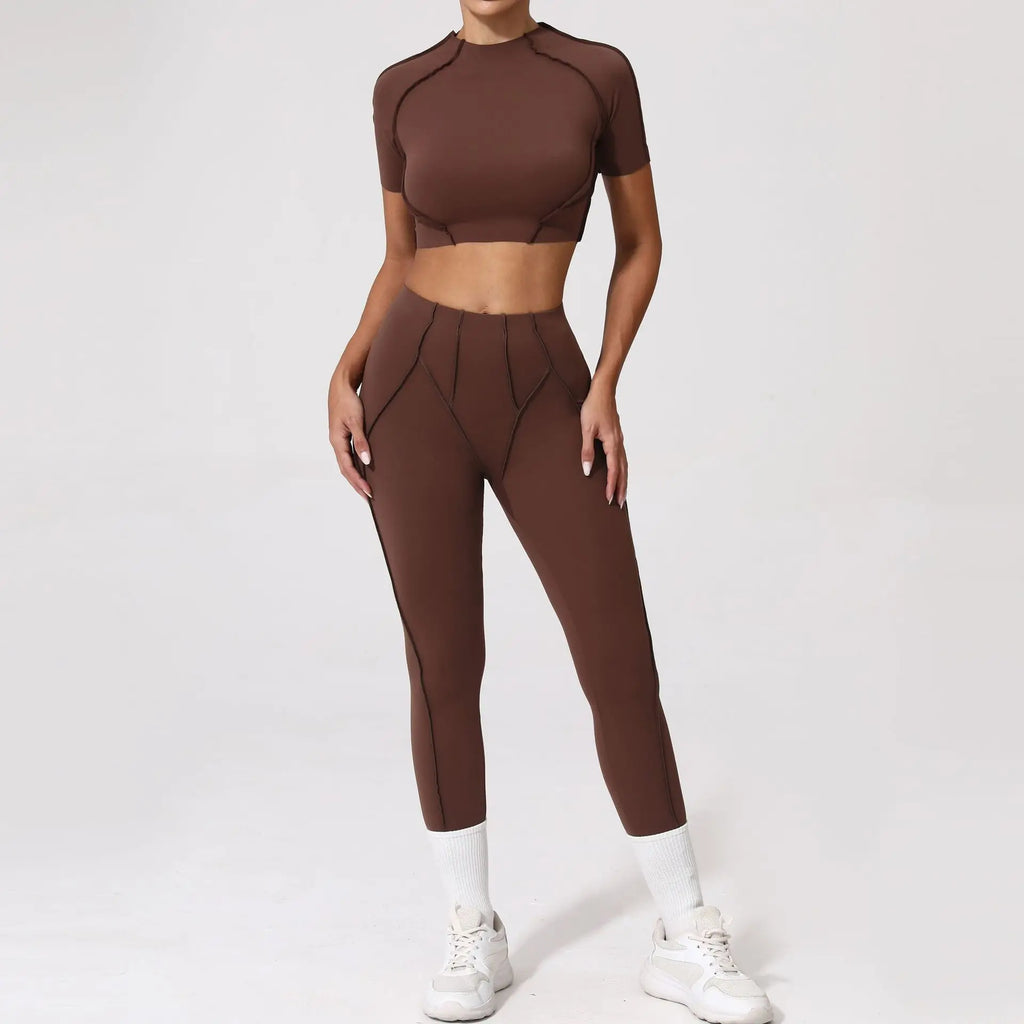 Nahtlose Yoga-Sets Sport-Fitness Hochbund-Hüfthebe-Formhose Rückenfreier BH-Anzug Workout-Gym-Leggings-Sets für Damen