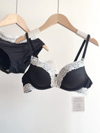 Sexy Leopard-Print-Dessous-Set für Damen, kabellos, unsichtbarer Push-Up für kleine Brüste, verstellbares A-bis-C-Körbchen, transparenter, reiner Spitzen-Look, S-XL