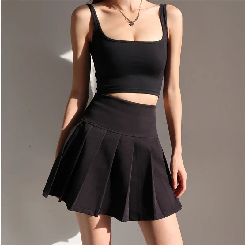 Amerikanischer Schulstil Y2K Sommer Kurzer Faltenrock Für Damen 2024 Hohe Taille Sexy Hotsweet Minirock Weiblich