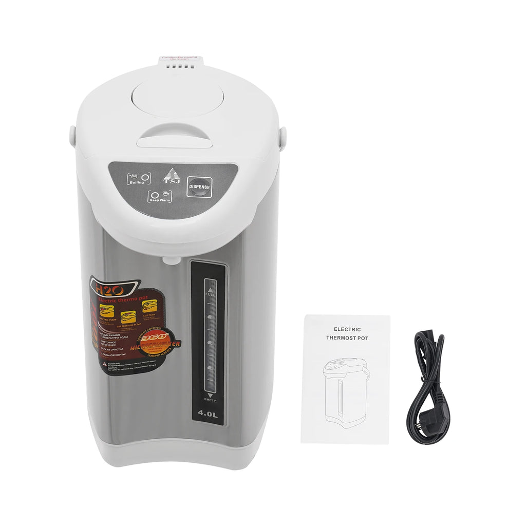 4L elektrischer Wasserkocher & Wärmer, 750W Edelstahl Heißwasserspender mit 3 Ausgabemodi, 90°C Warmhaltefunktion