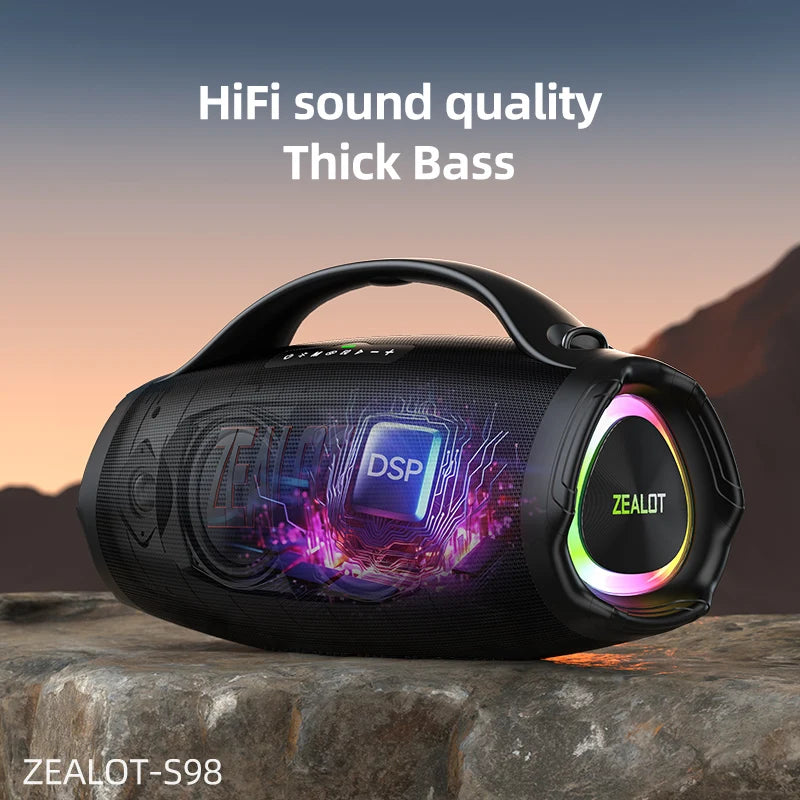 ZEALOT S98 160W Tragbarer Bluetooth-Lautsprecher mit hoher Leistung, kabelloser TWS-Subwoofer, wasserdichter mobiler HIFI-Qualität