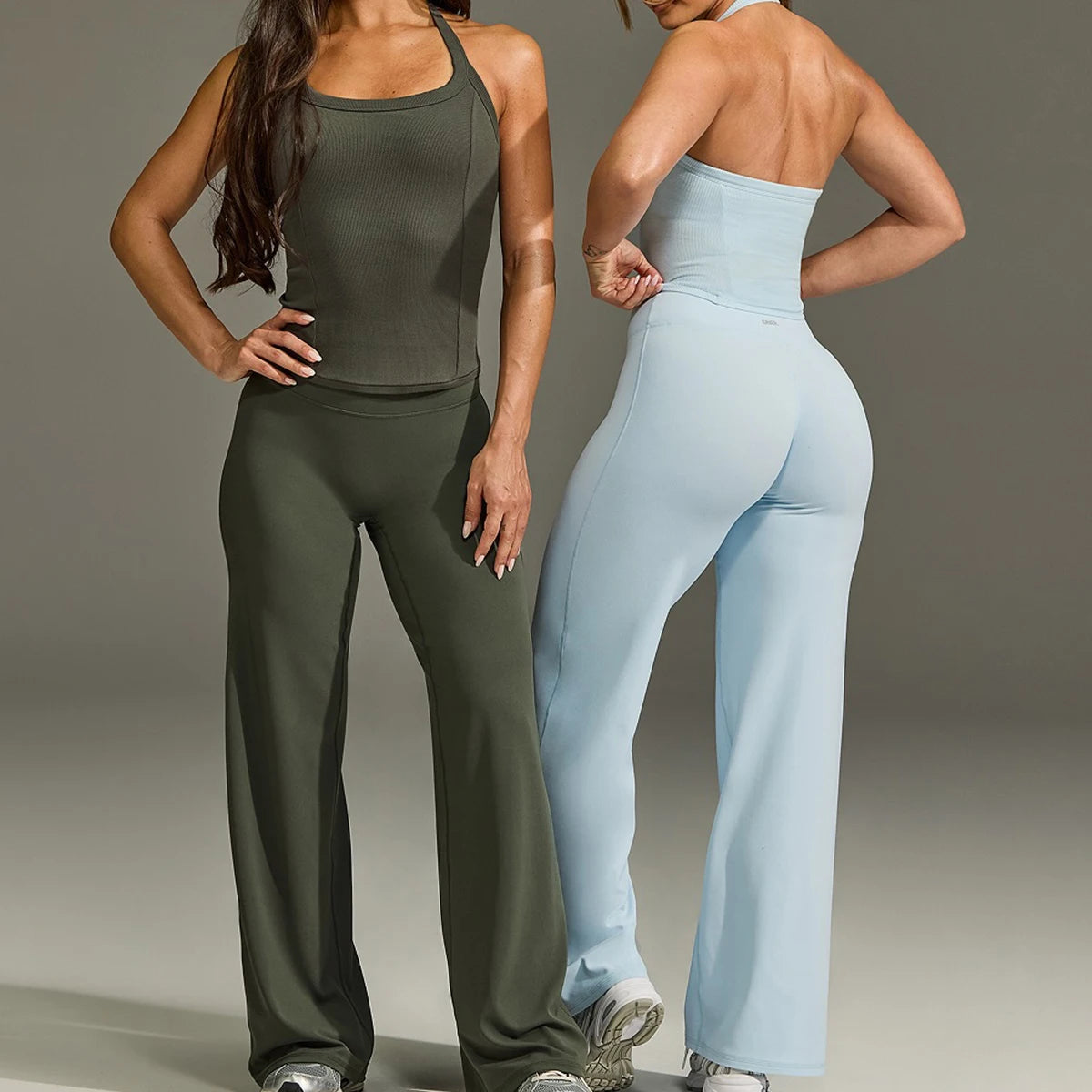 Ausgestellte Leggings Gerade Leg Leggings Damen Weite Hosen Yoga Atmungsaktive Fitness Kleidung Vielseitige Freizeithose Hauptbild