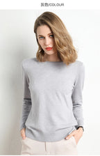 Damen Slim O-Neck Pullover Kaschmir-Wollmischung Pullover Herbst Und Winter Langarm Strick Unterhemd Große Größe 2024
