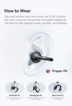 Baseus BC1 Ear-Clip-Ohrhörer Open-Ear Drahtlose Kopfhörer Bluetooth 6.0 Clip-On Sport-Kopfhörer 4 Mikrofone Super Bass IP55 Ohrstöpsel
