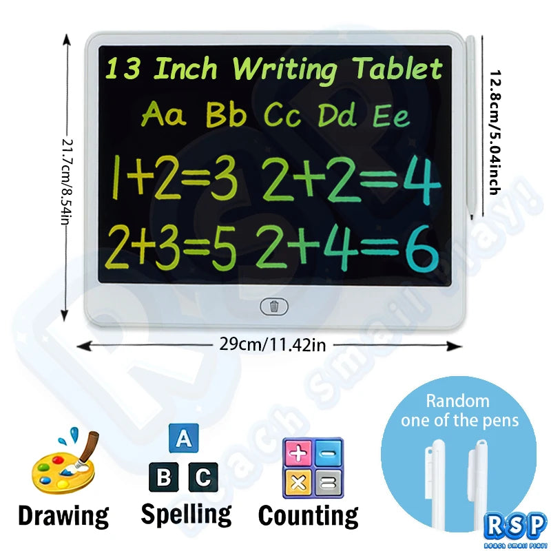 13/16 Zoll LCD Zeichentablett Schreibtafel Farbe Doodle Zähltafel Pädagogisches Spielzeug für 3-12 Jahre Kinder Geschenke