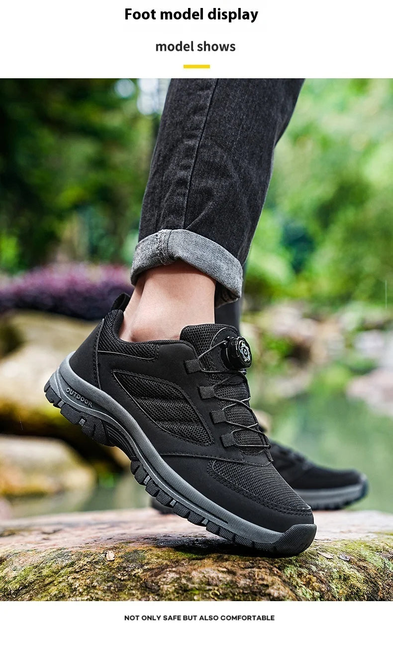 Herren-Outdoor-Sportschuhe für Frühling und Herbst mit drehbarer Schnalle, bequem, rutschfest, Wanderschuhe, große Größen 39–48