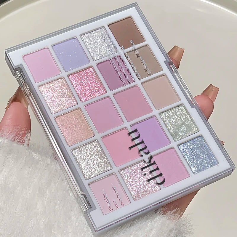 DIKALU 20-Farben Koreanische Lidschatten-Palette mit geringer Sättigung Matt Wasserfest Braun Rosa Lidschatten-Palette Langanhaltendes Tages-Make-up