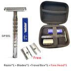Shavcooo Glide Pro 4D Edelstahl Sicherheitsrasierer Umweltfreundlicher Dual-Halb-Rasierer für Herren und Damen Geschenkset mit Reiseetui
