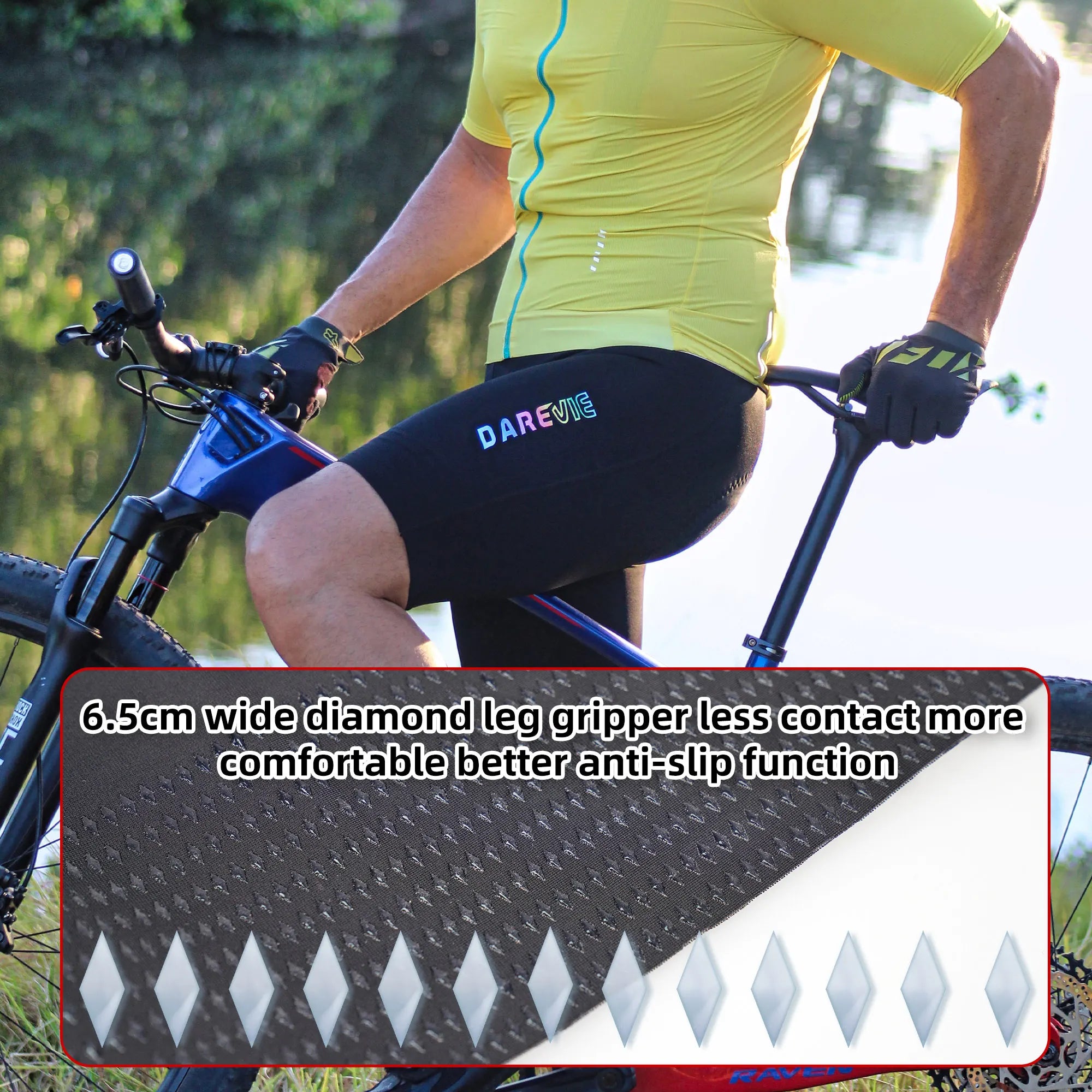 DAREVIE Radhose Seamless 4.0 Italien ELASTIC-INTERFACE Polster Radhose Diamond Beinabschluss Herren Trägerhose
