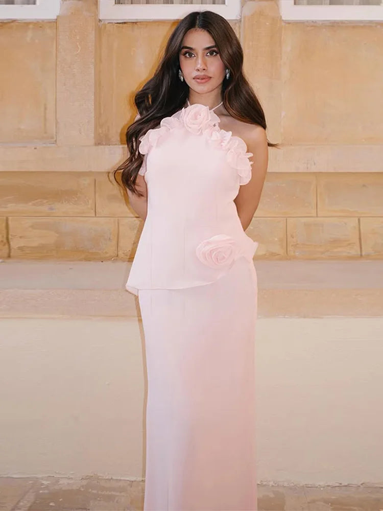 3D bedrucktes Damen-Maxikleid mit Rüschen, Neckholder, ärmelloses, formelles Abendkleid, Sommerhochzeitsgast, Frau, Vestidos 2026
