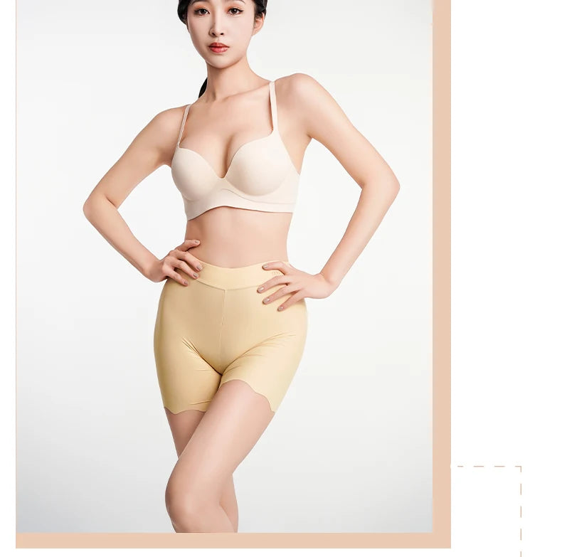 2er-Pack Nahtlose Sicherheits-Shorts Damen Eisseide Sommer Anti-Scheuer Unterwäsche Boxershorts Unterrock-Slip Übergröße Kurze Leggings 40-100kg