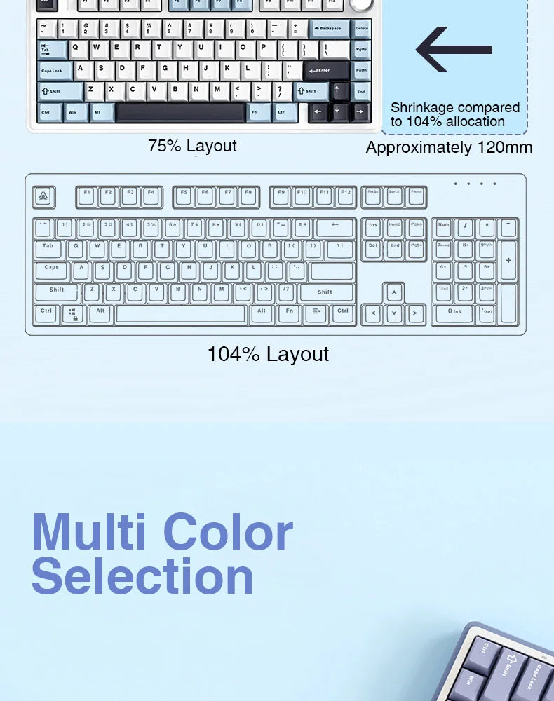 AULA F75 2.4G Kabellos/Bluetooth/Kabelgebunden Gaming Mechanische Tastatur RGB Angepasstes 75% Layout OEM Profil Gasket Struktur