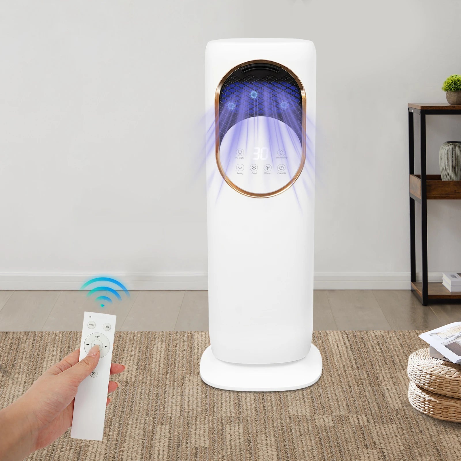 Tragbarer Mini-Klimaanlagen-Ventilator, 4L Fassungsvermögen, 90° drehbar, 1-8 Stunden Timer, einfache Wartung für Zuhause und Büro Hauptbild