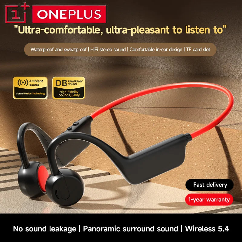 OnePlus Bluetooth Knochenschall-Kopfhörer Drahtlose offene Kopfhörer Freisprechfunktion Wasserdichte Sport-Kopfhörer mit Mikrofon