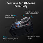 DJI Osmo Action 5 pro 1/1.3 ″ SSOR 4hrs Extended Battery Life twin OLED High-bright touchscreen Action 5
