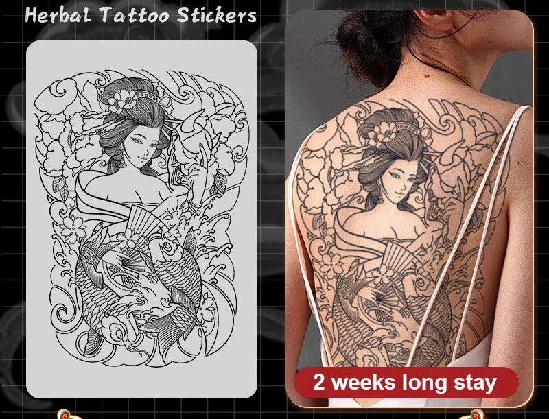 Magic Juice Tinte Wasserdichte Tattoo Aufkleber Große Größe Kräutersaft Temporäre Tattoos Männer Body Art Drache Tiger