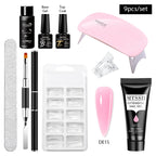 24-teiliges Set 20ml Poly Nail Extension Gel Kit Mini-UV-Lampe Versiegelung mit Basislack Überlack Professionelles Poly-UV-Nagelgel-Kit Starter-Kit