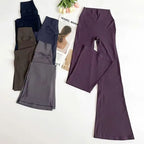 Damen High-Waist Schlag-Yogahosen Bequeme Pilates-Laufleggings Stylische Fitness-Sporthosen