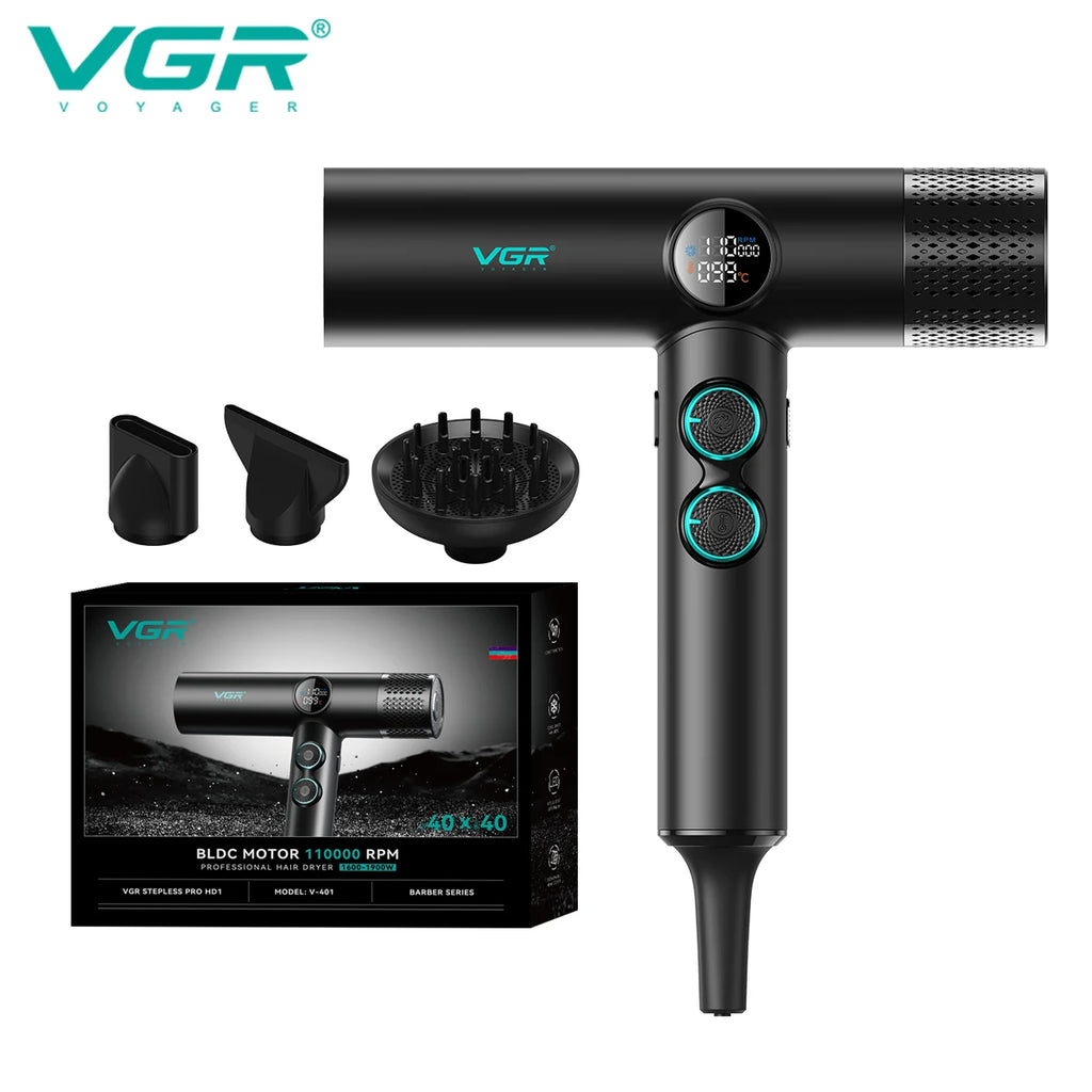 VGR Haartrockner Professioneller Haartrockner BLDC-Motor Haarstyling-Föhnmaschine 110000 U/min Negativ-Ionen Salon-Gebläse V-401
