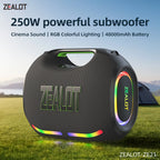 ZEALOT-ZE21 250W Tragbarer Bluetooth Lautsprecher Hohe Lautstärke Wasserdicht 48000mAh Kabelloser TWS Subwoofer Unterstützt USB/TF/AUX RGB-Licht