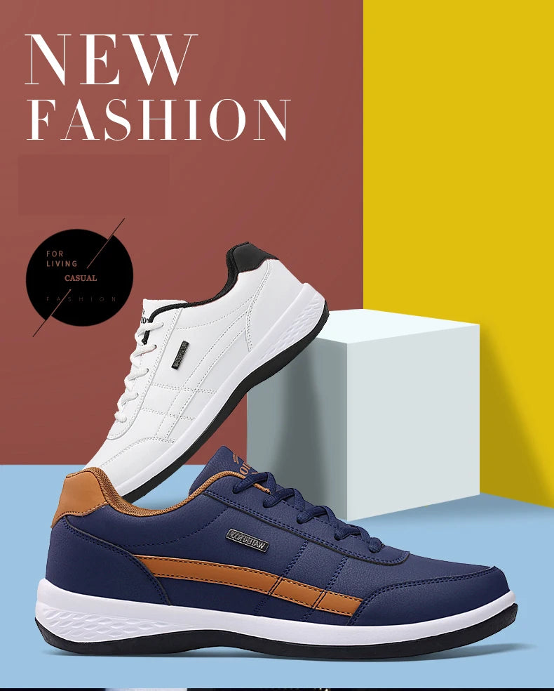 YRZL Herrenschuhe Frühling Herbst Wasserdichte Wandersneaker Freizeit Herren Ledersportschuhe Rutschfeste Tennisschuhe für Herren