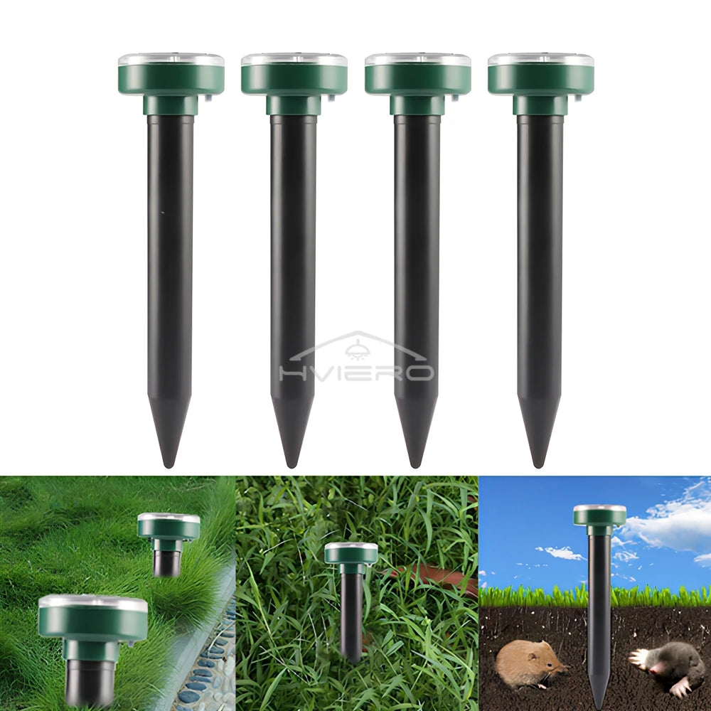 4/8X Solar-Vertreiber Solarbetrieben Ultraschall Sonic Maus Maulwurf Schädlings Nagetier Abwehr Vibrationswelle Garten Rasen Bauernhof Feld Außenbereich