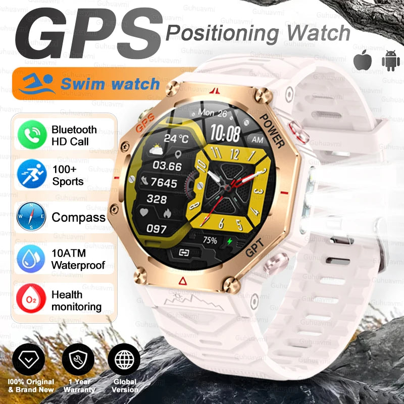 T-Rex 3 Ultra Militärische GPS-Smartwatch 10ATM Wasserdicht Kompass Höhenmesser Barometer AMOLED Herren HD Anruf Sport-Smartwatch