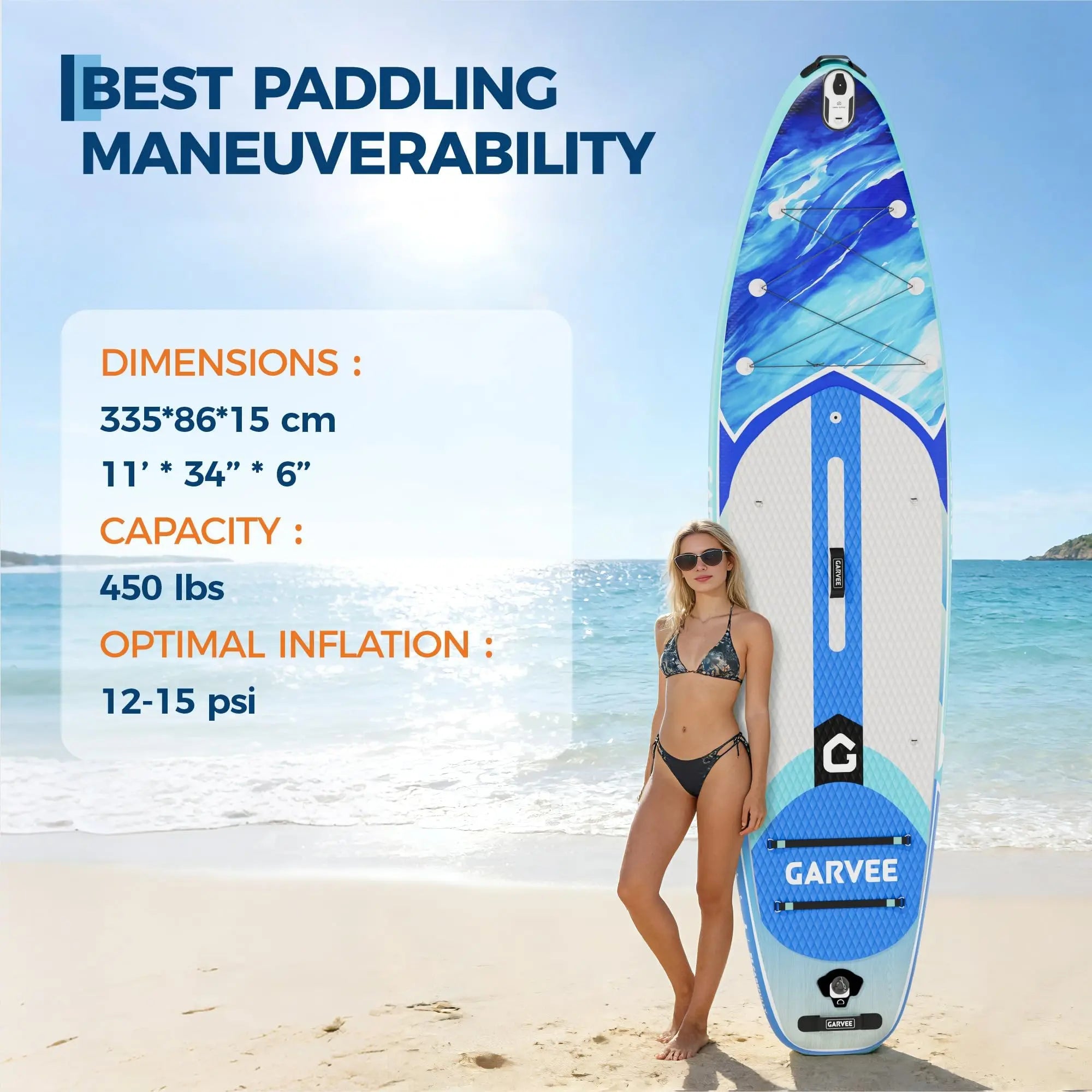 Aufblasbares Stand-Up Paddleboard Komplettset mit verstellbarem Paddel/Handpumpe für Wassersport und Surfen im Freien