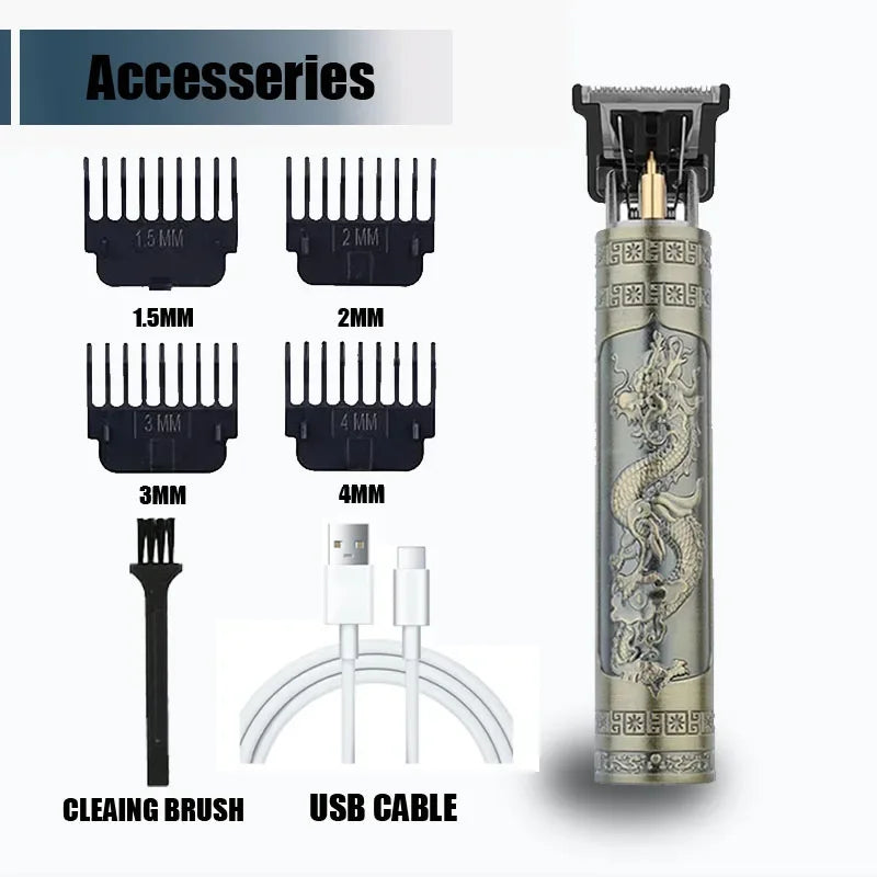 Neu! T9 Elektrischer Haartrimmer/Zubehör | Professioneller USB Rasierer | 0mm Glatzkopf-Haarschneidemaschine Tragbar für Herren Heimfriseur