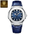 POEDAGAR Top Luxus Quadratische Herrenuhr Datum Wasserdicht Leuchtend Herren Armbanduhr Hochwertige Leder Herren Quarzuhren+Box Reloj