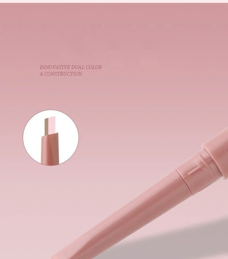 Doppelseitiger Lying Silkworm Stift 2-in-1 Highlighter Nude Unterlidkontur Aegyo-Sal Eyeliner Make-up-Stift mit Detailpinsel
