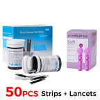Medizinischer Blutzuckermesser 50 Blutzuckerteststreifen Lanzetten Blutzuckermessgerät Kit Zuckermonitor Glucometro für Diabetes mmol/L oder mg/dL