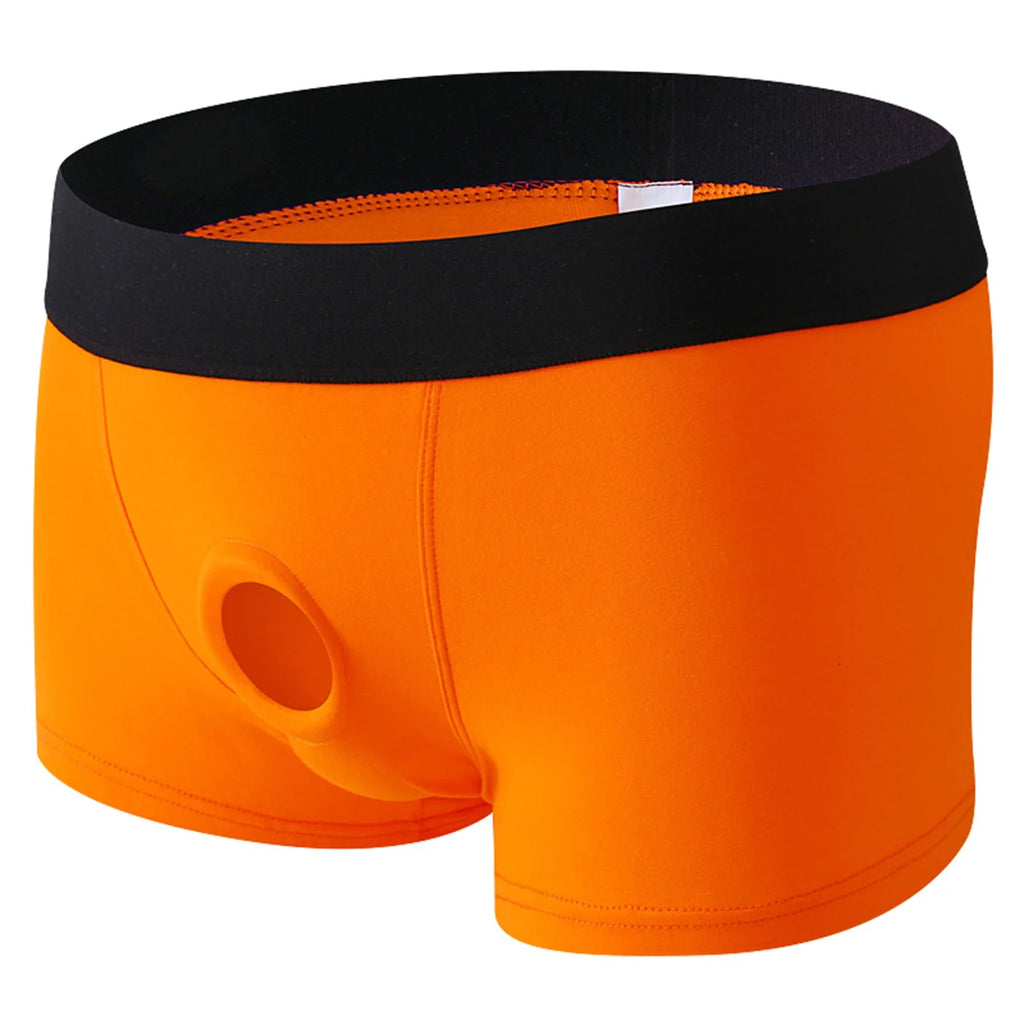 CLEVER-MENMODE Herrenunterhose mit offenem Penisbeutel, Loch, Boxershorts, Cockring, Slip, Baumwollunterwäsche, Boxershorts hombre