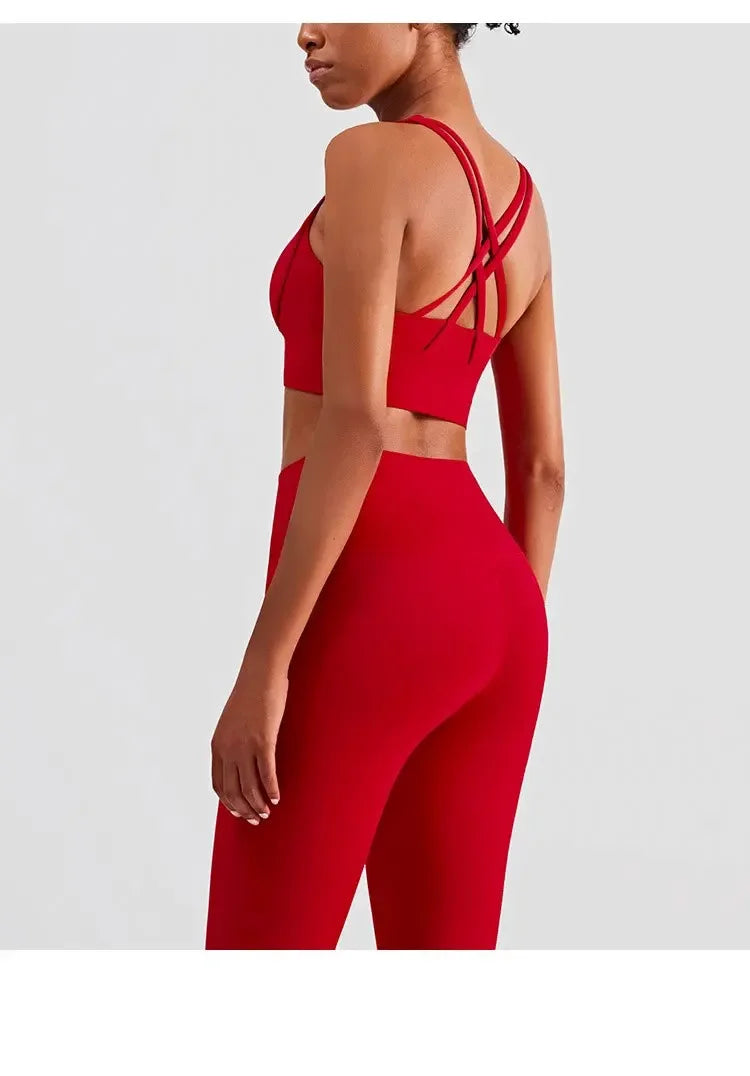 2-teiliger Yoga-Anzug für Damen Trainingsanzug Sportkleidung Pilates Fitness-Anzug Gym Workout Push-up Kleidung Sport-BH Leggings-Anzug