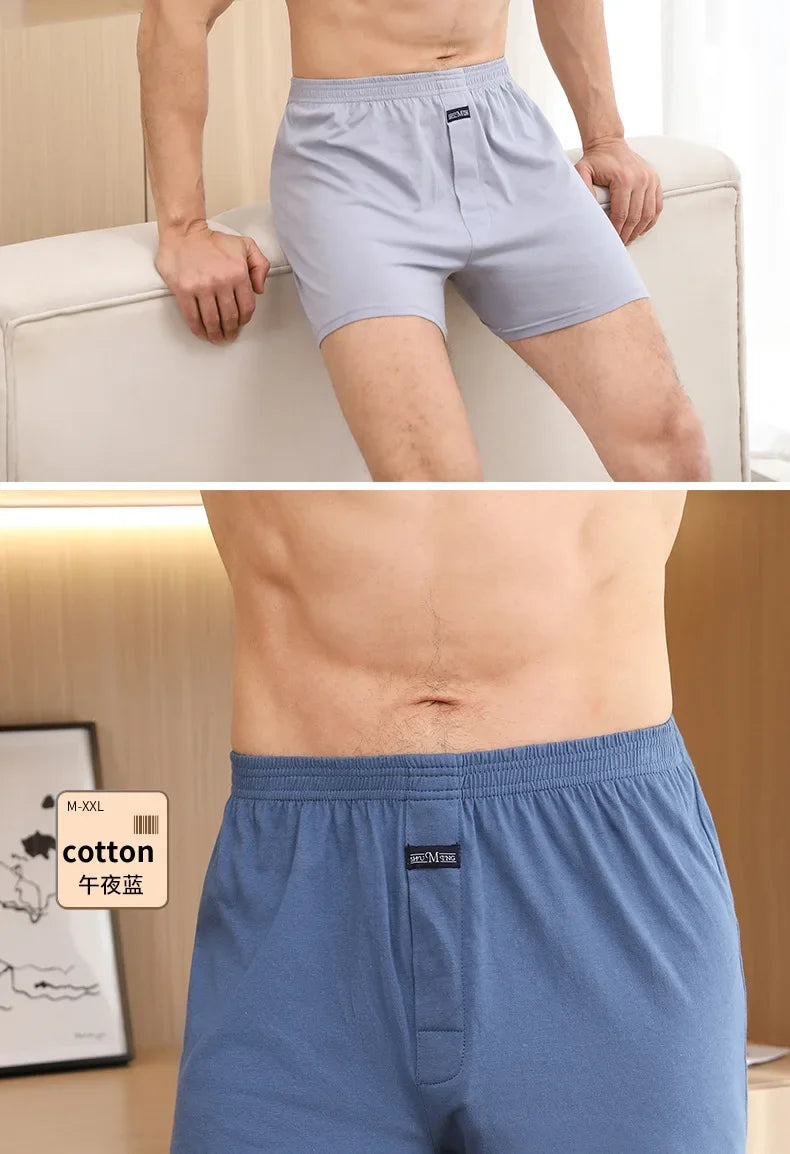 Herren Aro Unterhosen Unterwäsche 100% reine Baumwolle Schlafhose lose atmungsaktive Herren High Waisted Four Corner Boxershorts