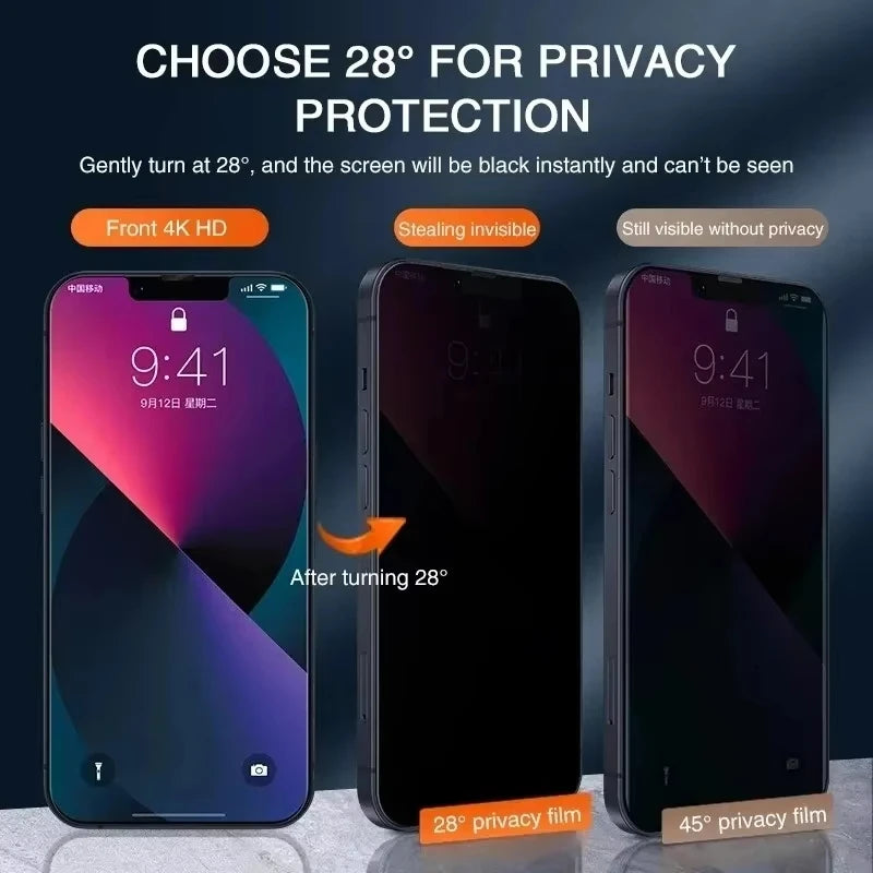 1-3 Stück Blickschutzfolie für iPhone 17 14 11 12 13 15 16 Pro Max 12 13 Mini 14 15 16 Plus XR XS X Anti-Spionage Panzerglas Zweitbild