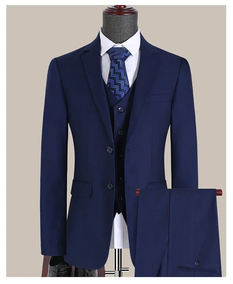S-7XL Anzug Neu (Sakko + Weste + Hose) Koreanische Version der Slim-Fit-Arbeitskleidung Mode Business Herren Freizeit Hochzeits Gentleman-Anzug