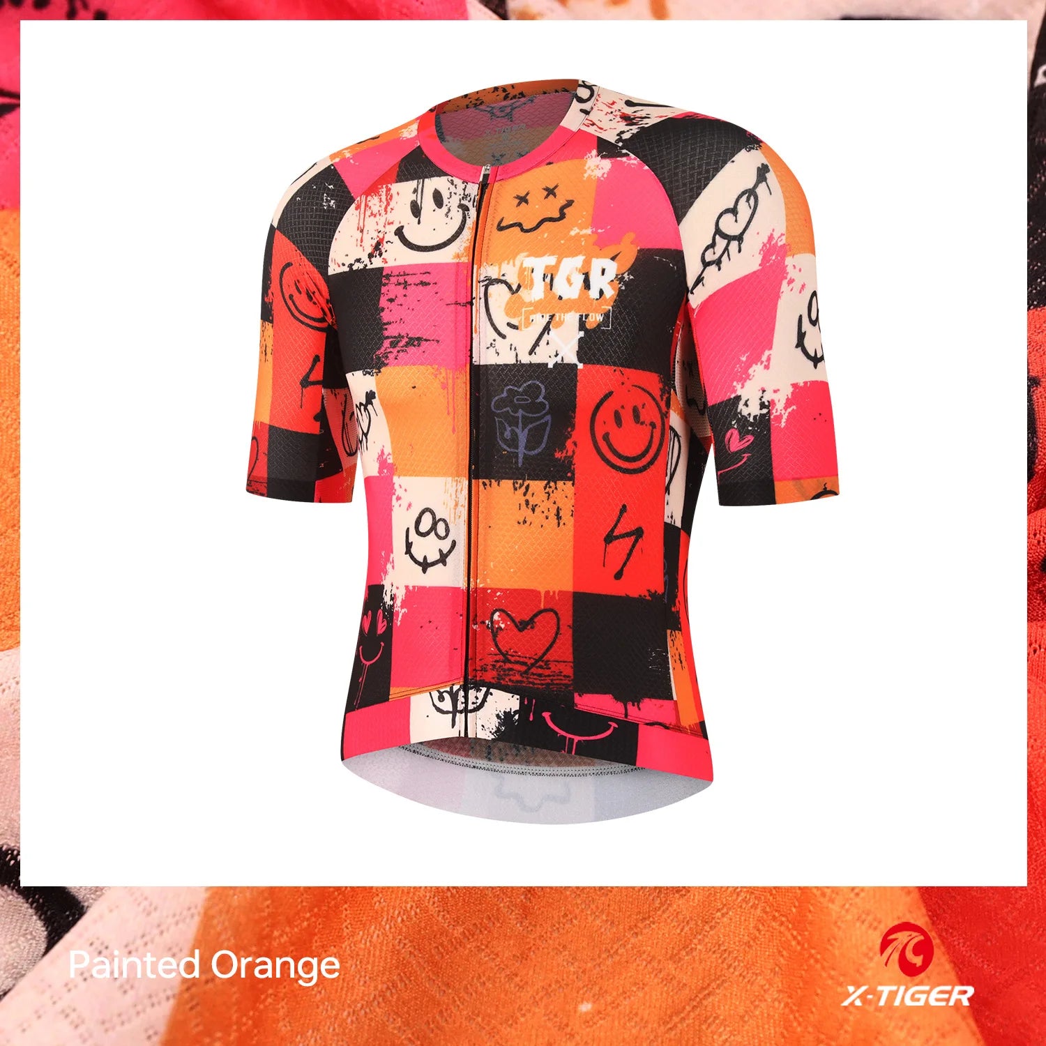 X-TIGER Summer Men's Cycling Jersey Short Sleeve Slim Fit GRAFFITI ART STYLE Breathable Maillot for Mountain Road Bike Pro