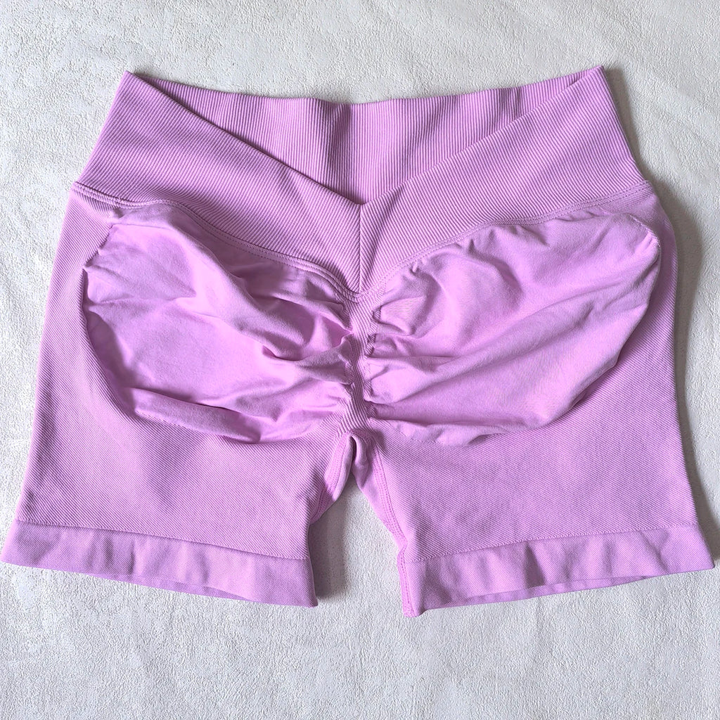 Damen Scrunch Shorts nahtlos V-Rücken Scrunch Booty Shorts Fitness Workout Laufen Yoga Gym Shorts