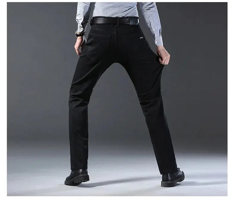 Wthinlee Neue Business Herren Jeans Lässig Gerade Stretch Mode Klassische Blau Schwarz Arbeit Denim Hose Hosen Herren Kleidung