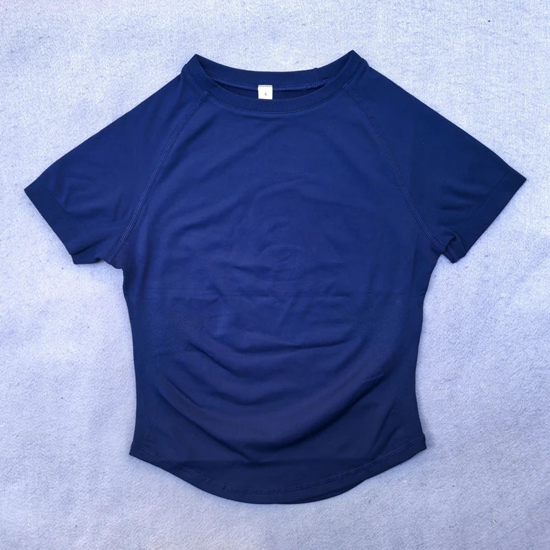 Nahtloses Yoga-Top für Damen Kurzarm Gym Crop Top Leichtgewichtige Yoga-Shirts Fitness-Gym-Shirts Elastische Sport-Shirts