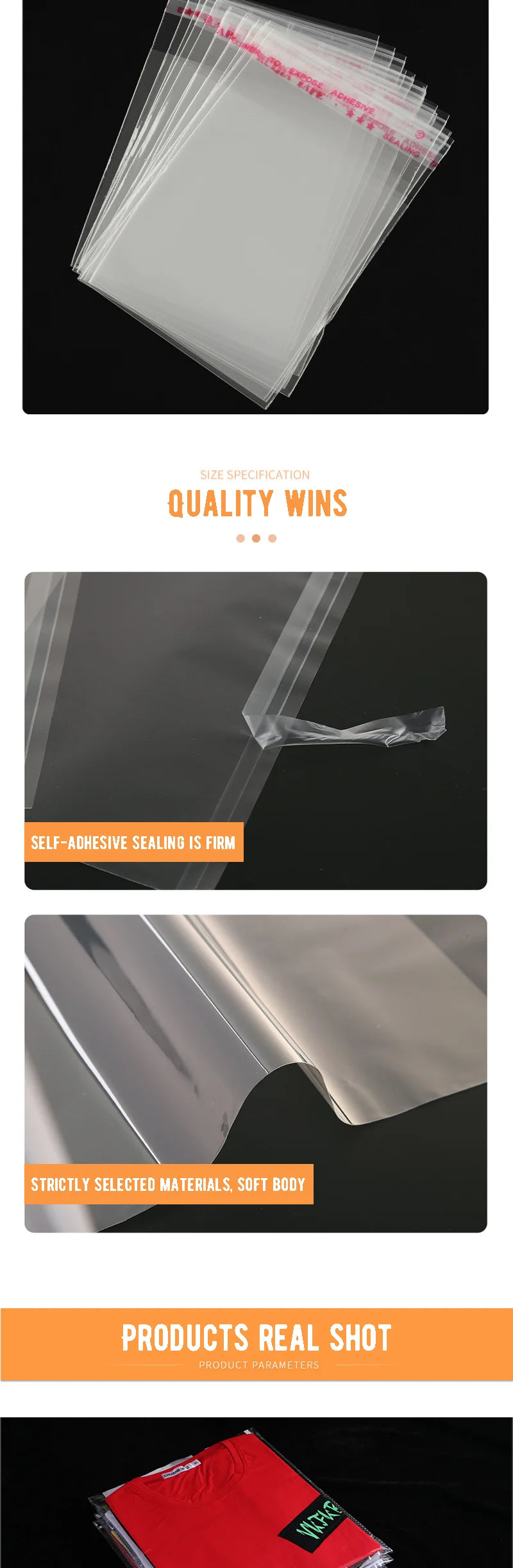 100/200 Stk. transparente, selbstklebende Beutel OPP Plastik-Zellophanbeutel Geschenkbeutel & Beutel Schmuckverpackungsbeutel