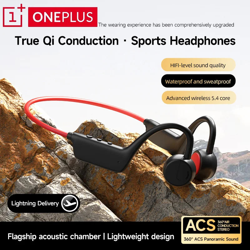 OnePlus Bluetooth Knochenschall-Kopfhörer Drahtlose offene Kopfhörer Freisprechfunktion Wasserdichte Sport-Kopfhörer mit Mikrofon