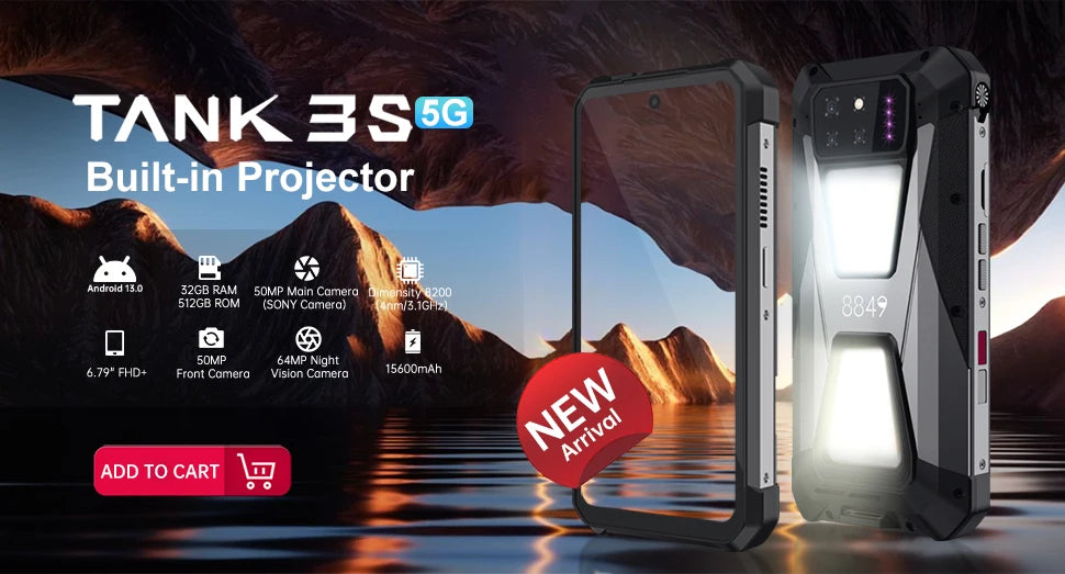 8849 Tank 2 PRO Projektor Robustes Smartphone Android 2.4K 24GB 512GB 100MP Kamera 23800mAh 120W Dual-SIM OTG-Telefon