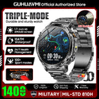 2026 Neue TANK Ultra 1400mAh Akku Militär Smartwatch 10ATM Wasserdicht Herzfrequenz Taktische LED Taschenlampe Herren Sportarmband