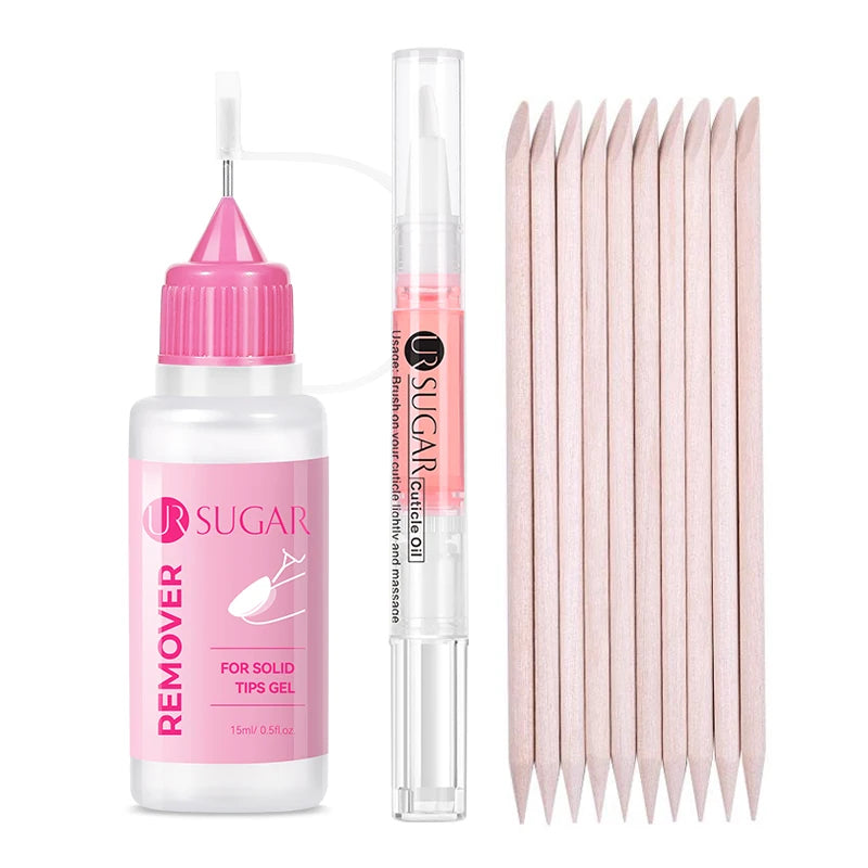 UR SUGAR 3tlg. Künstliche Nägel Set mit 420Stk. matten Soft Gel Tips Solid Glue Gel Entferner Schnelles Nagelverlängerungs-Kit Nagelpflege Starter-Set