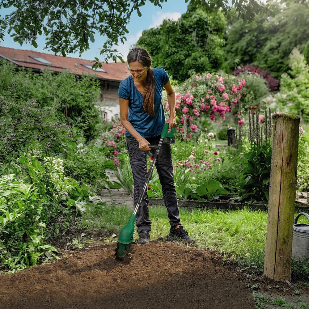 NewBeny Elektrische Gartenfräse Kultivator Vertikutierer Klappbare Bodenhacke Gartenwerkzeug