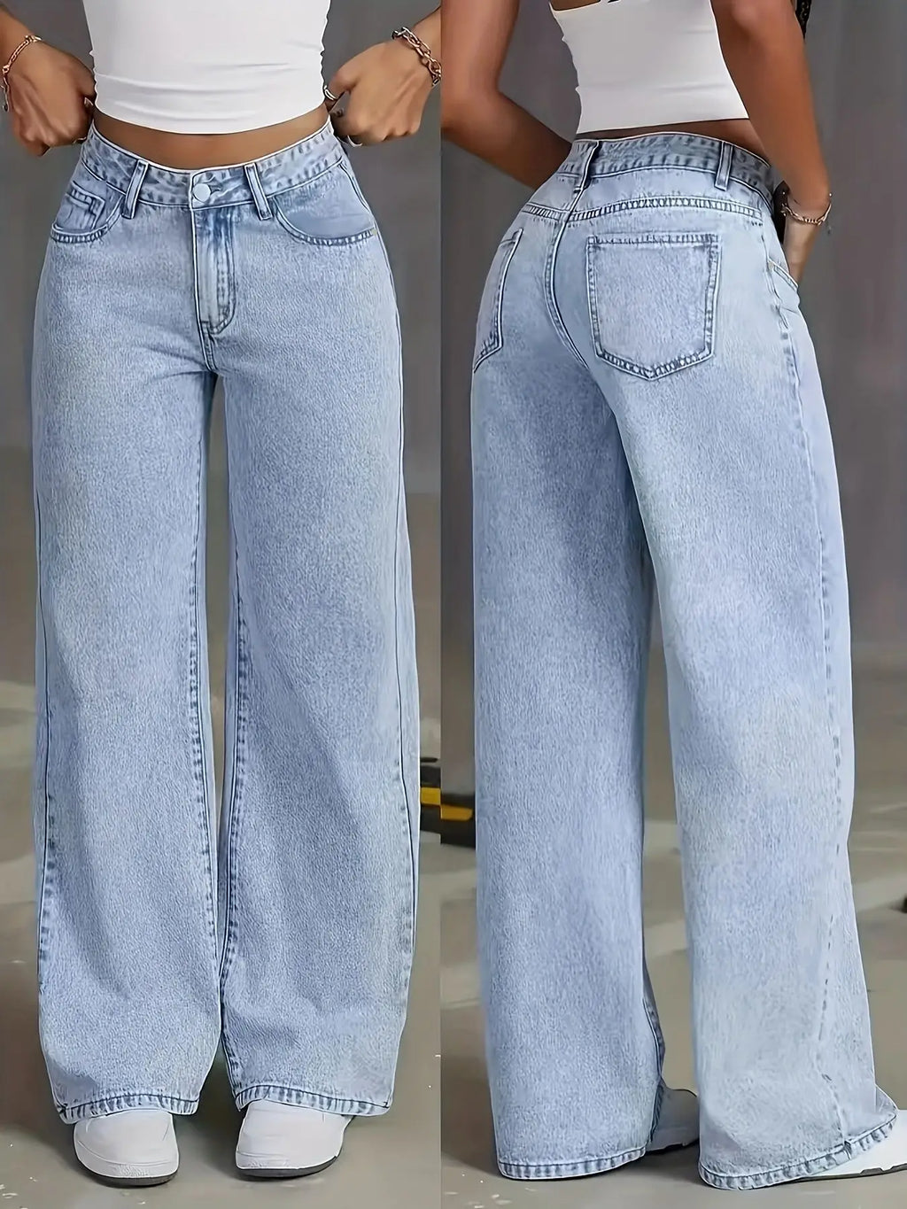 Damenjeans Y2K Kleidung Hellblaue weite Denim-Hose lockere Mode schlicht Stretch vier Jahreszeiten beliebt Freizeit