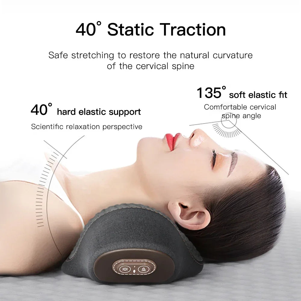 Elektrisches Nackenmassagekissen, zervikales Streckgerät, Heizung, Vibrationsmassage, Rückenextension, orthopädisches Schlafkissen, Stützkissen